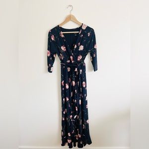 3/4 Sleeve Blue Floral XS Nursing & Maternity Dress by Ingrid & Isabel